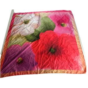 tessago italy pink floral square scarf 34 X 35 In.